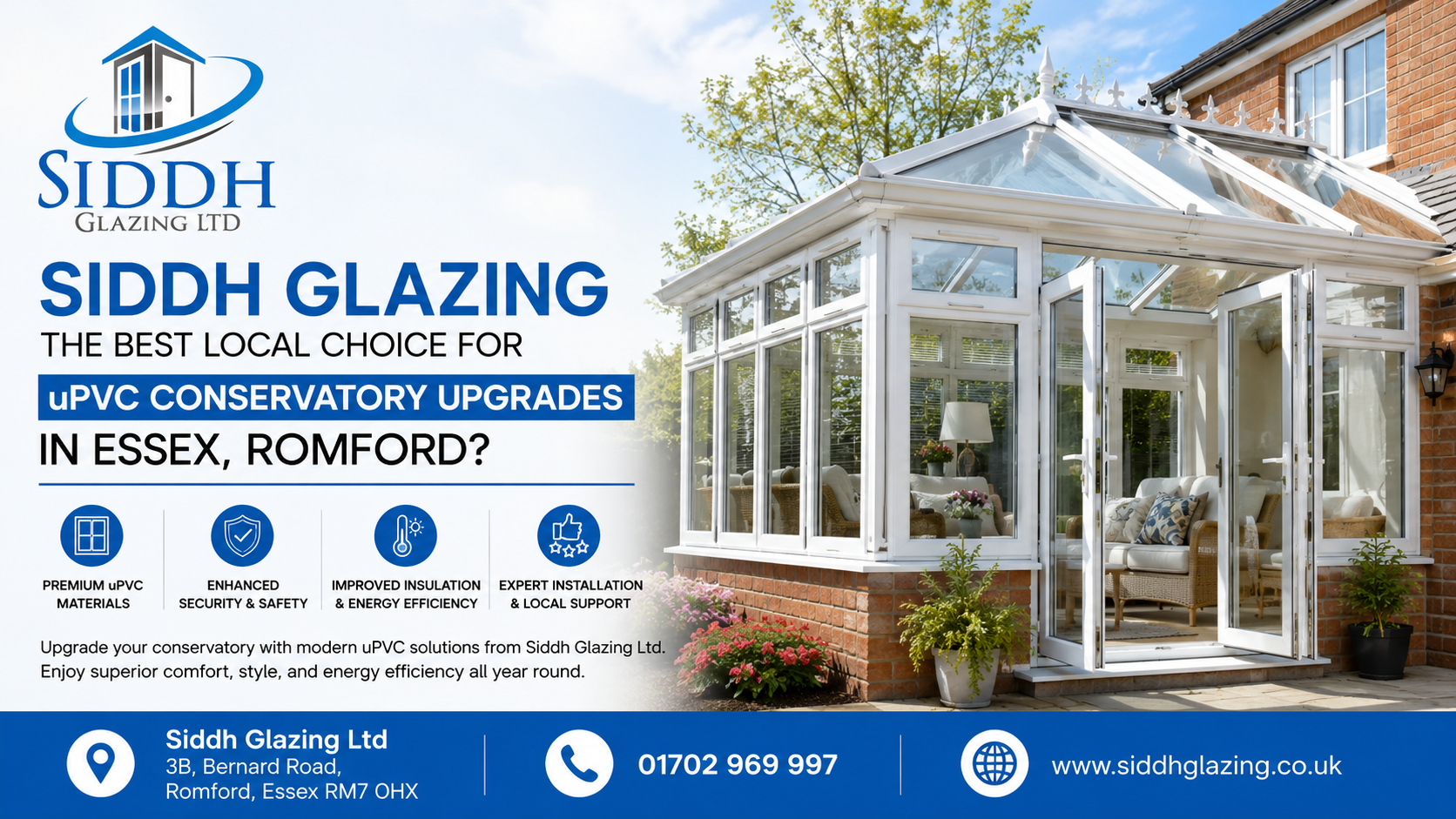 Read more about the article Best uPVC Conservatory Upgrades for Homes in Essex and Romford by Siddh Glazing