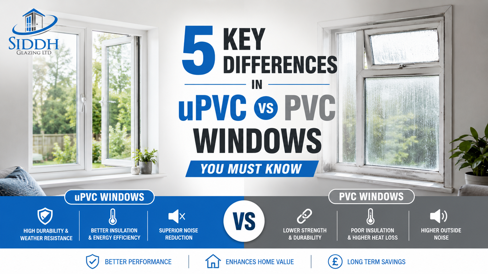 5 Key Differences in uPVC vs PVC Windows You Must Know