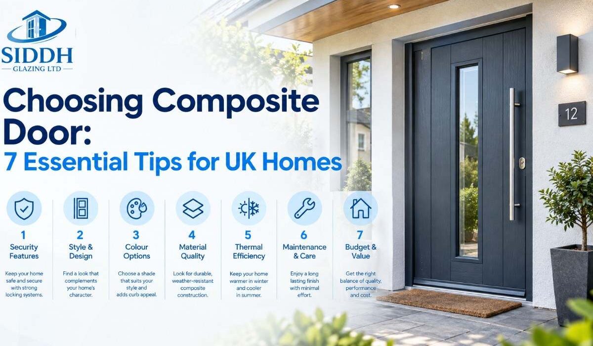 Choosing composite door for a UK home with seven essential tips for choosing the right composite door.