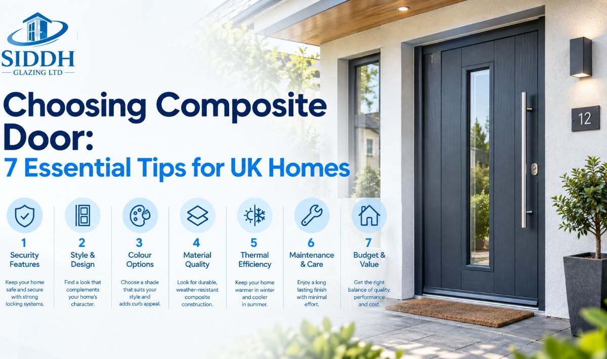 Choosing composite door for a UK home with seven essential tips for choosing the right composite door.